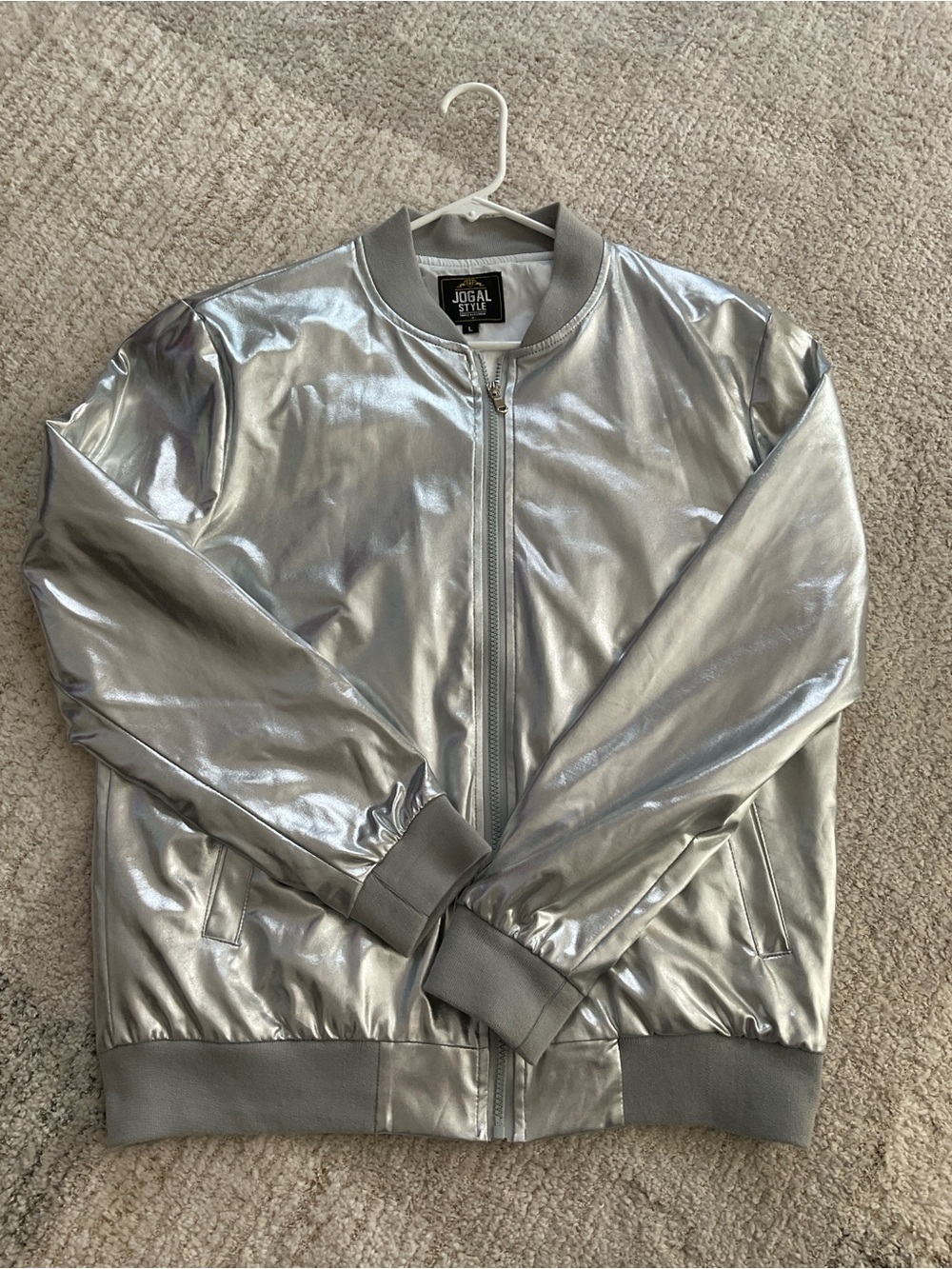 Silver Metallic Bomber Jacket for Men or Women